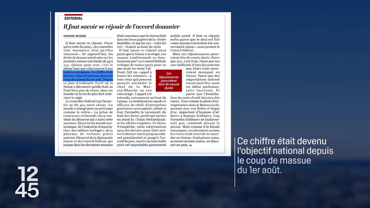 Presse romande sur l accord des droits de douane américains : coût, concessions et répercussions pour la Suisse
